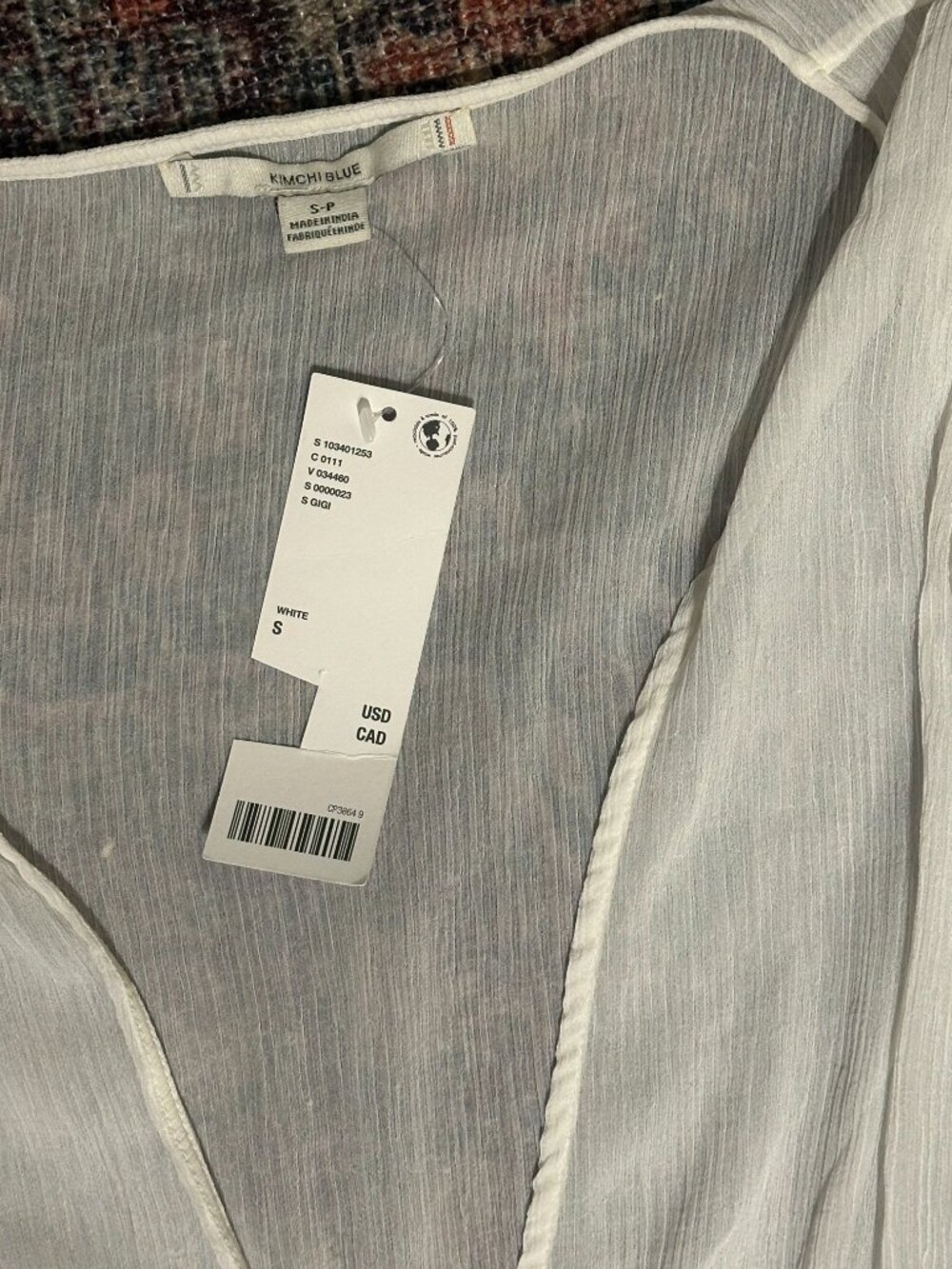 White Tie Front Blouse Size S NWT - Picture 5 of 5